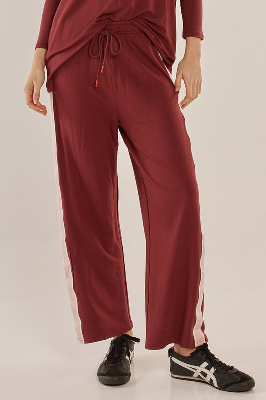 Betty Basics Evelyn Wide Leg Jogger Burgundy (Burgandy)