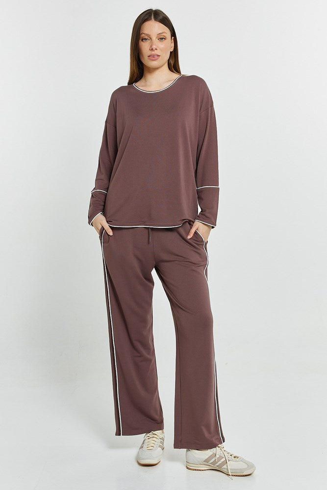 Betty Basics Evelyn Wide Leg Jogger (Nutmeg)
