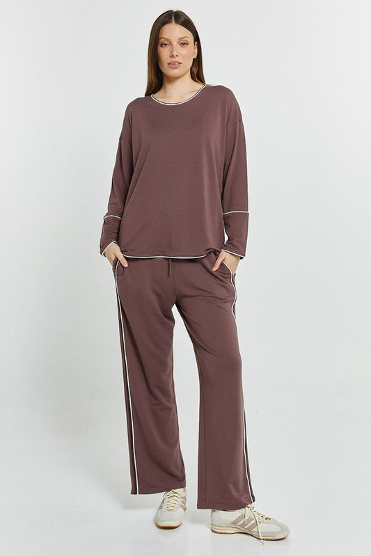 Betty Basics Evelyn Wide Leg Jogger (Nutmeg)