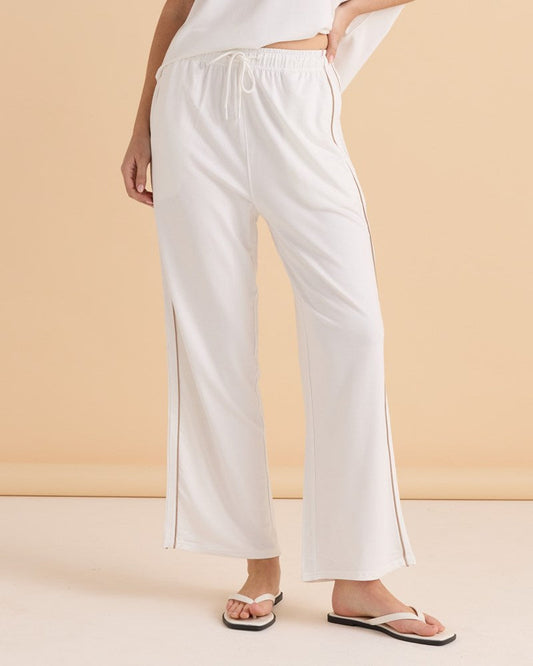 Betty Basics Evelyn Wide Leg Jogger (White/Beige)