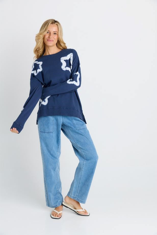 Betty Basics Palma Sweat Navy Star (Navy Stars)