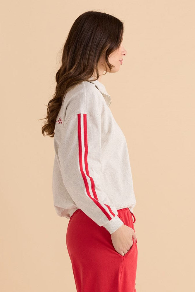 Betty Basics Rocco Quarter Zip Sweatshirt (Grey Marle)