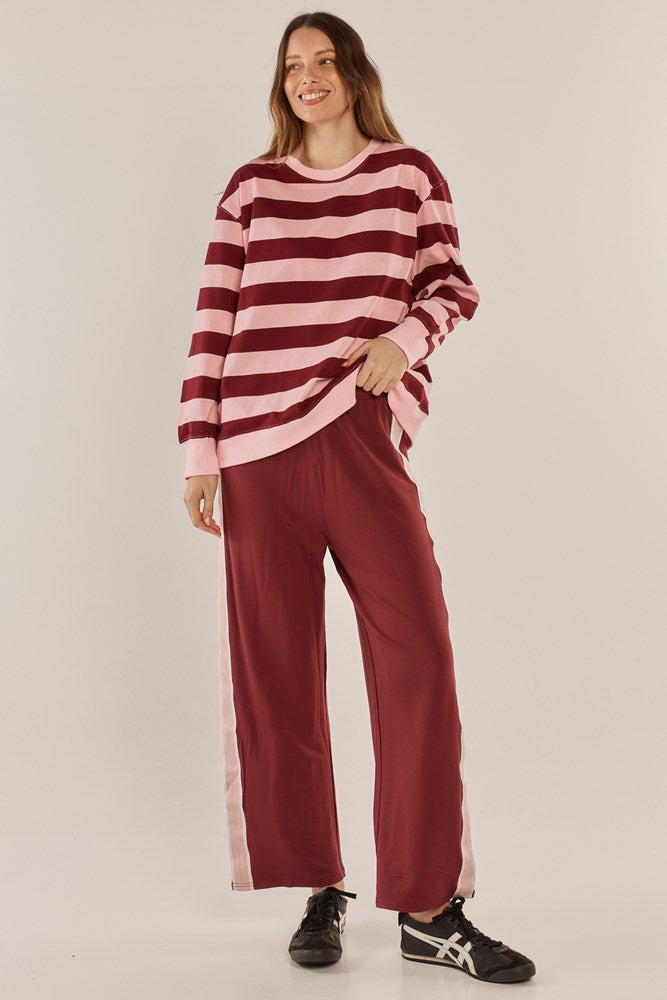 Betty Basics Stazie Sweatshirt (Pink/Red Stripe)