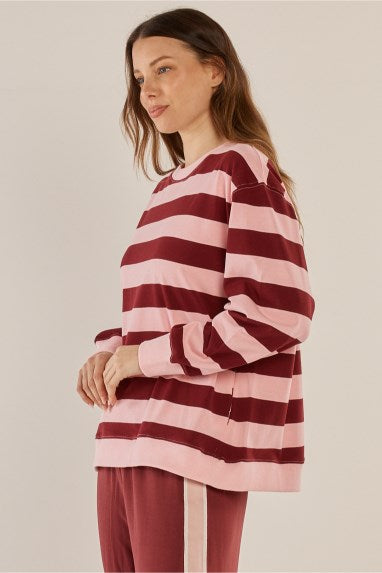 Betty Basics Stazie Sweatshirt (Pink/Red Stripe)