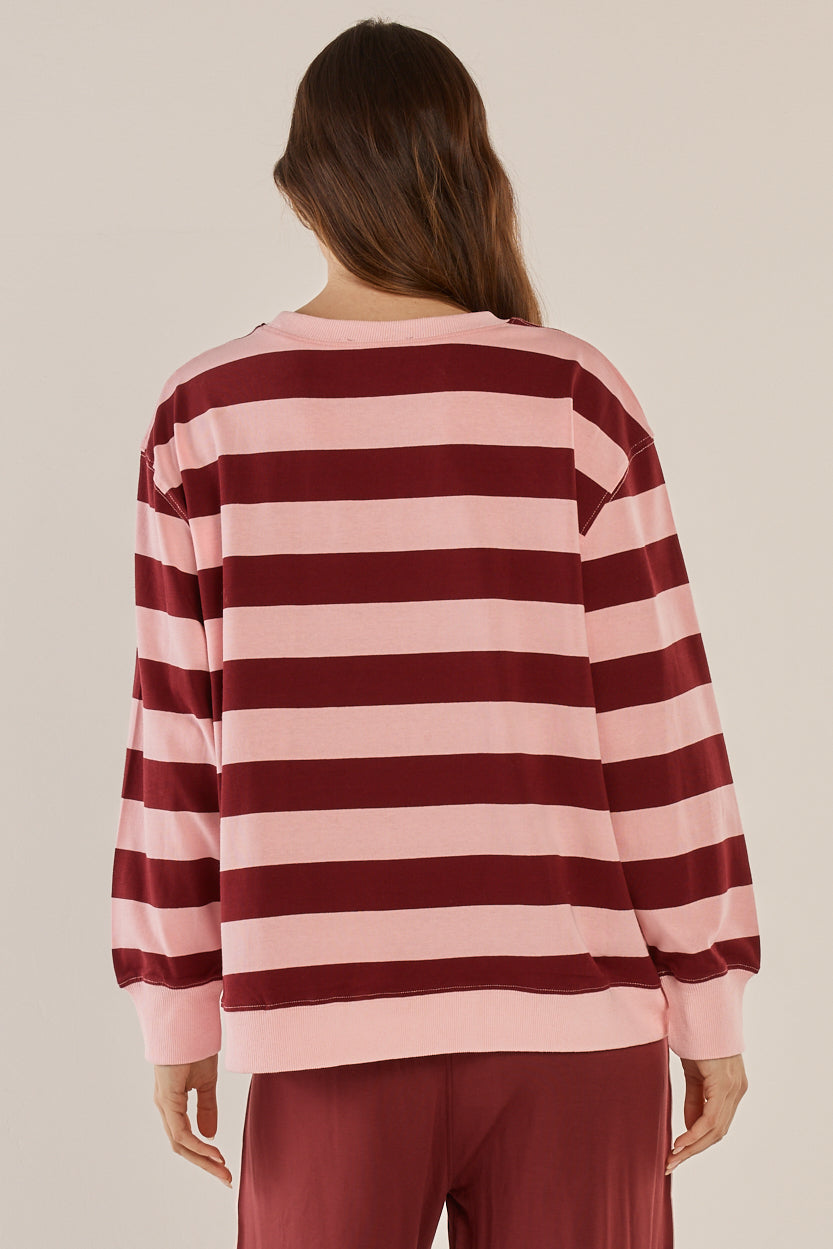 Betty Basics Stazie Sweatshirt (Pink/Red Stripe)