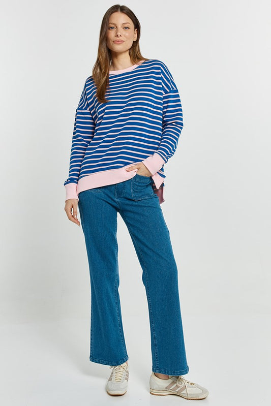 Betty Basics Tide Sweatshirt (Blue/Pink Stripe)