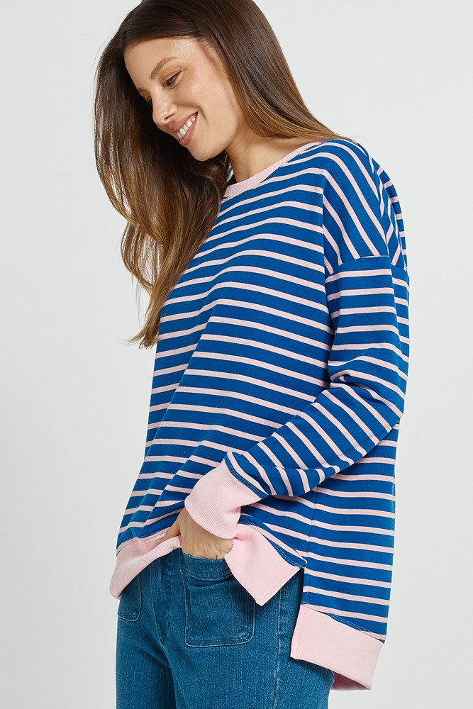 Betty Basics Tide Sweatshirt (Blue/Pink Stripe)