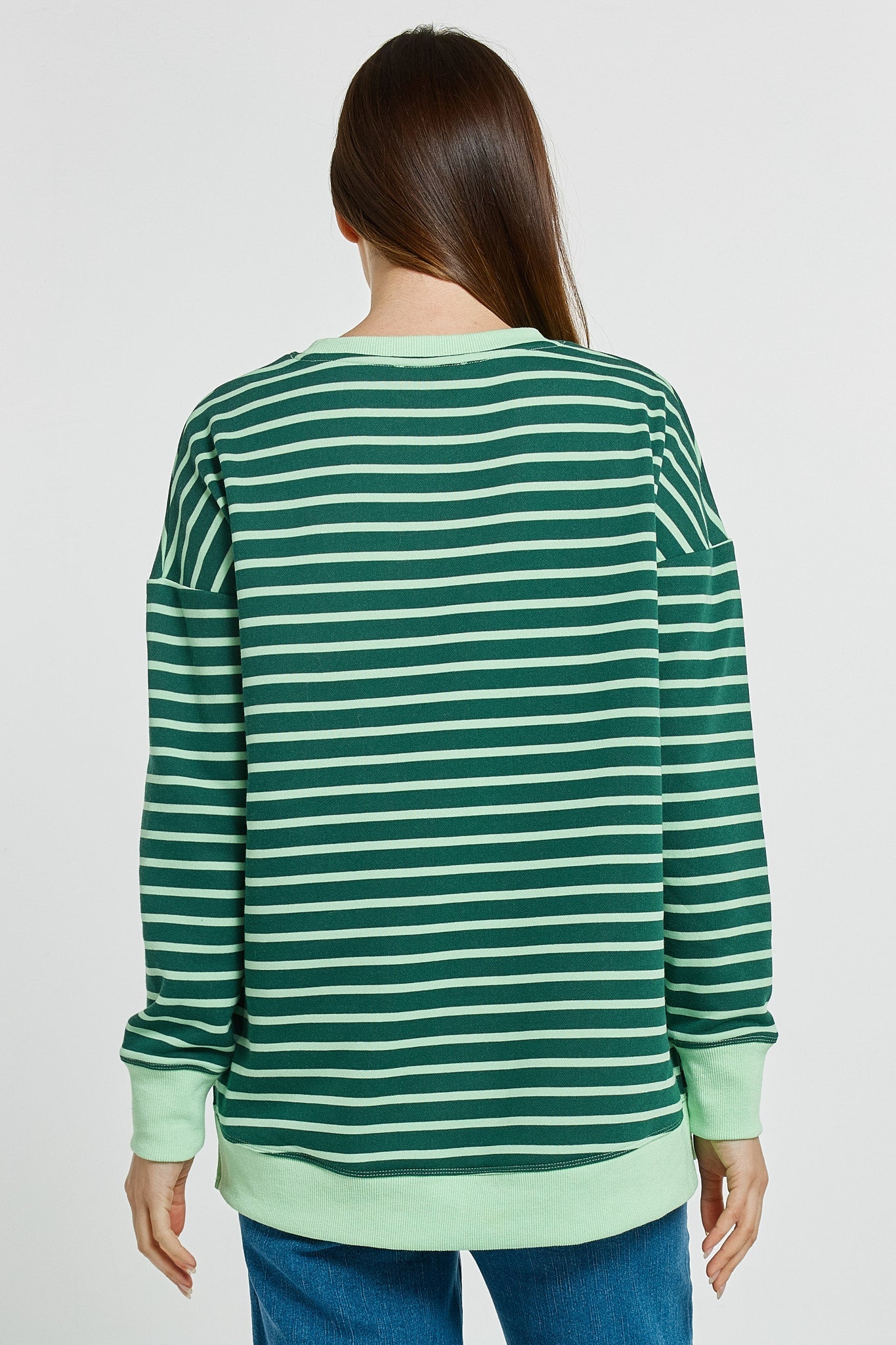 Betty Basics Tide Sweatshirt Dark Green/Green Strip (Darkgreen/Green Stripe)
