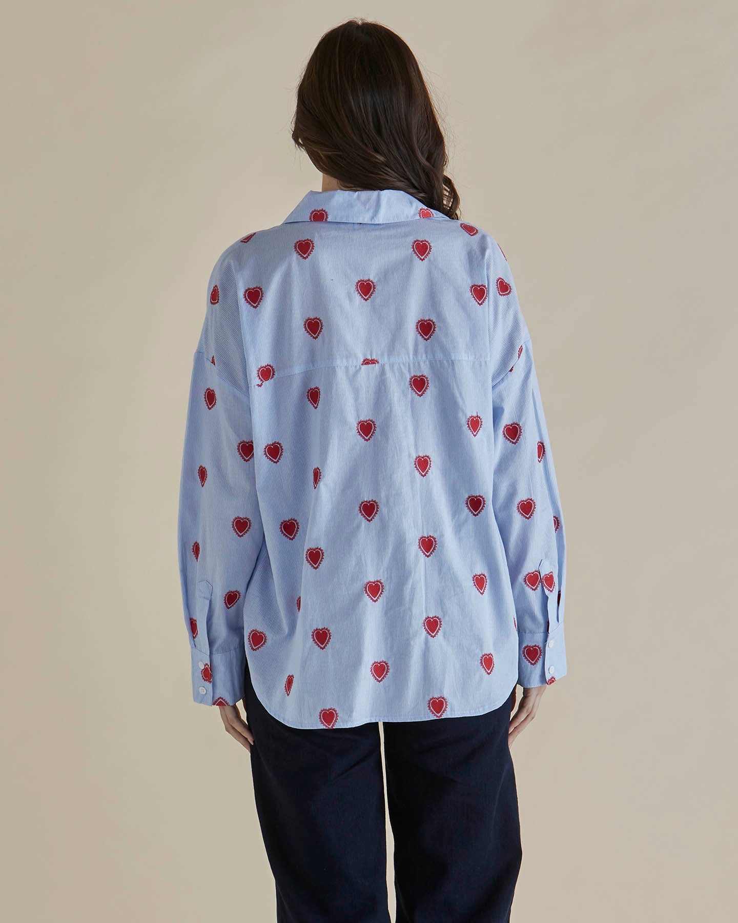 Betty Basics Sage Shirt (Blue Heart Stripe)