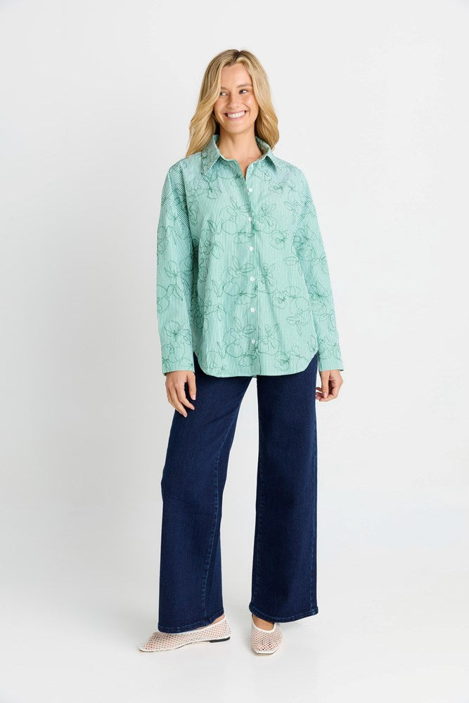 Betty Basics Sage Shirt (Green Stripe)