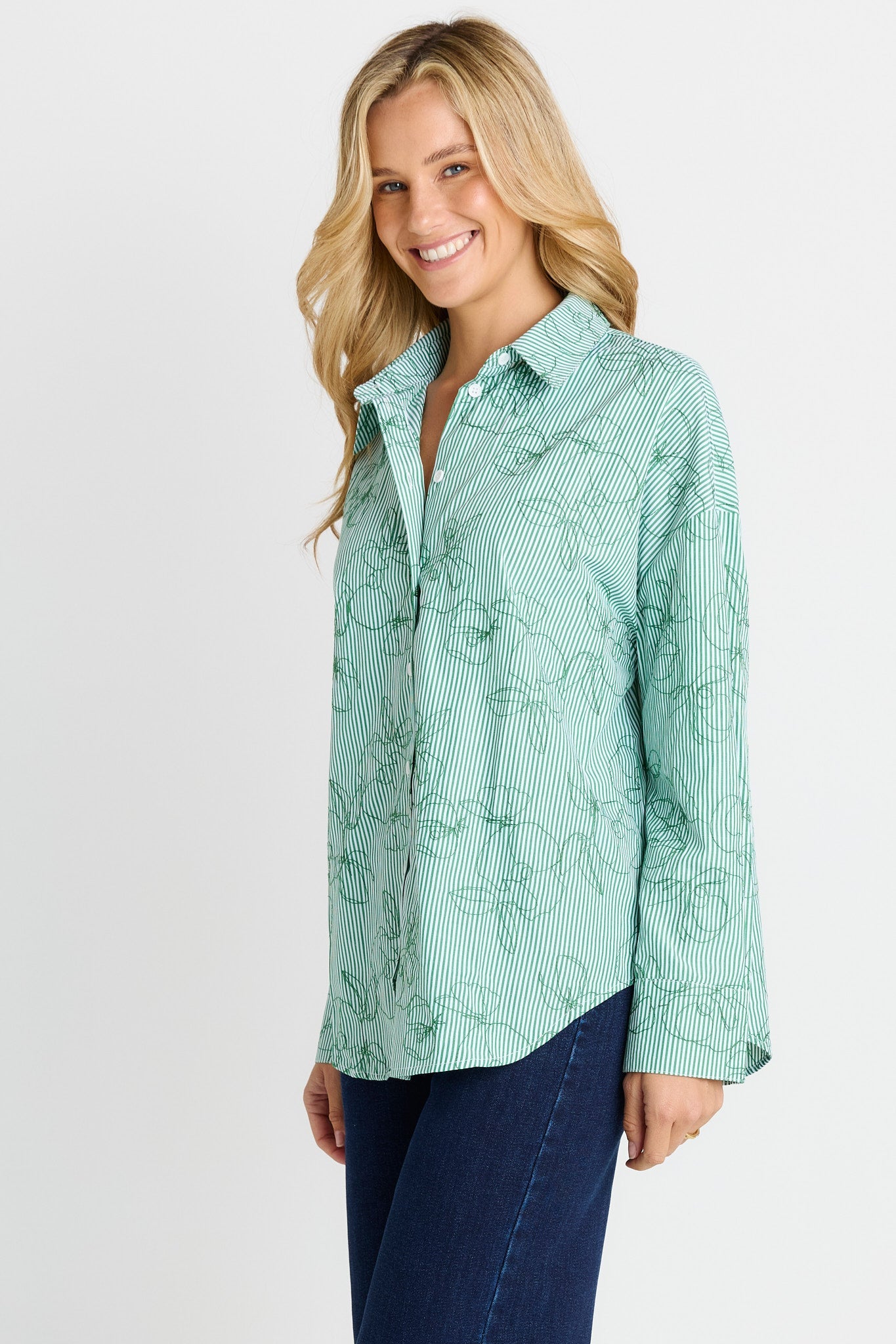Betty Basics Sage Shirt (Green Stripe)