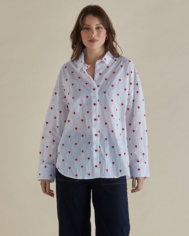 Image of Shirts. Productname: Betty Basics Sage Shirt Red Heart in Red Heart colour by brand - Betty Basics