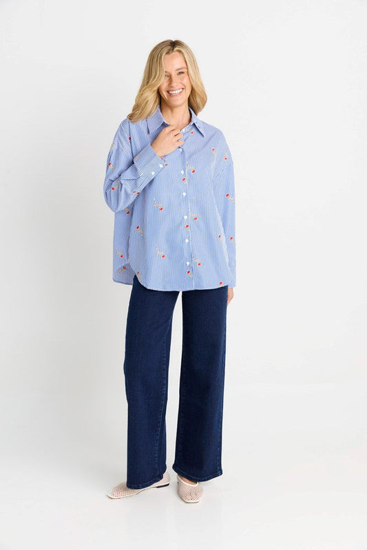 Betty Basics Sage Shirt (Rose Stripe)