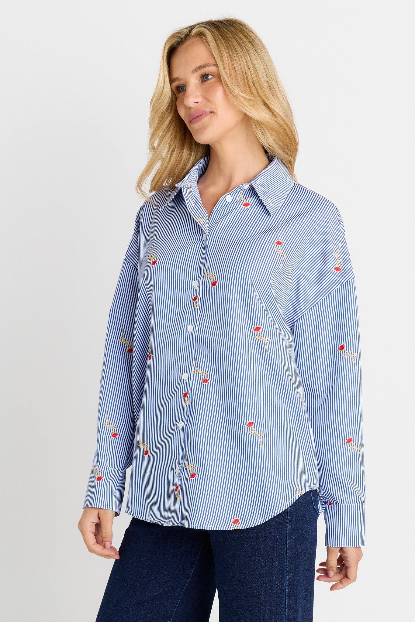 Betty Basics Sage Shirt (Rose Stripe)