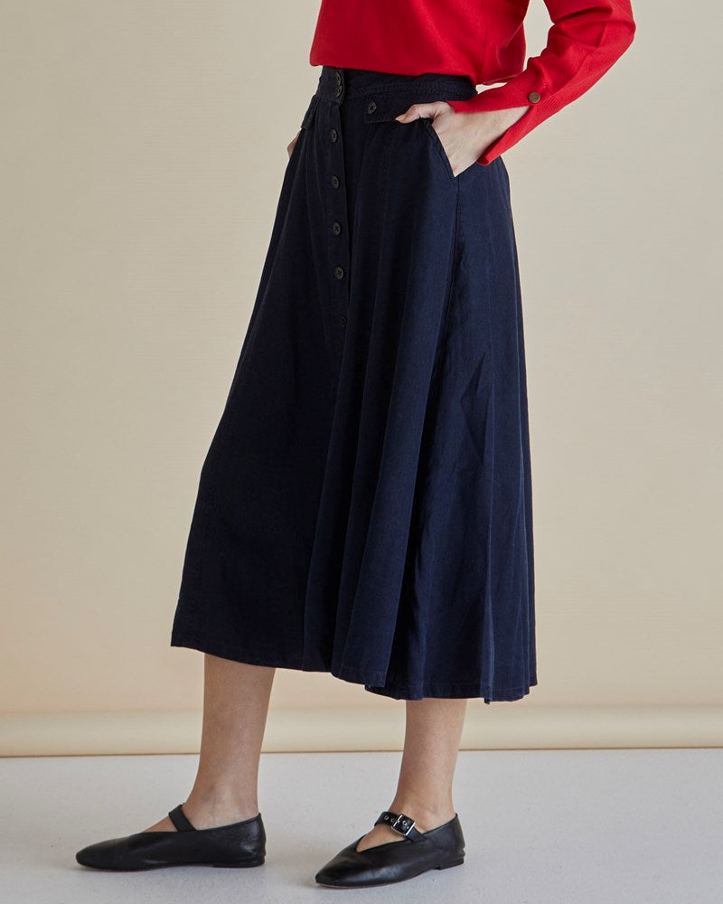 Betty Basics Lola Lyocell Skirt (Dark Vintage Blue)