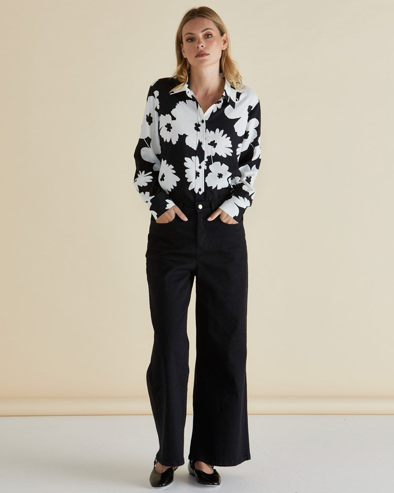 Betty Basics Rosie Shirt (Monochrome Floral)