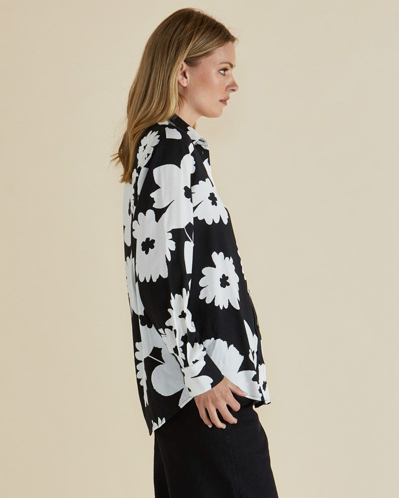 Betty Basics Rosie Shirt (Monochrome Floral)