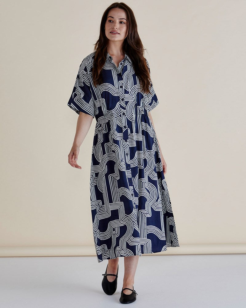 Betty Basics Skye Dress (Navy Geo)