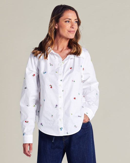 Image of Shirts. Productname: Betty Basics Floral Embroidered Shirt Floral in Floral colour by brand - Betty Basics