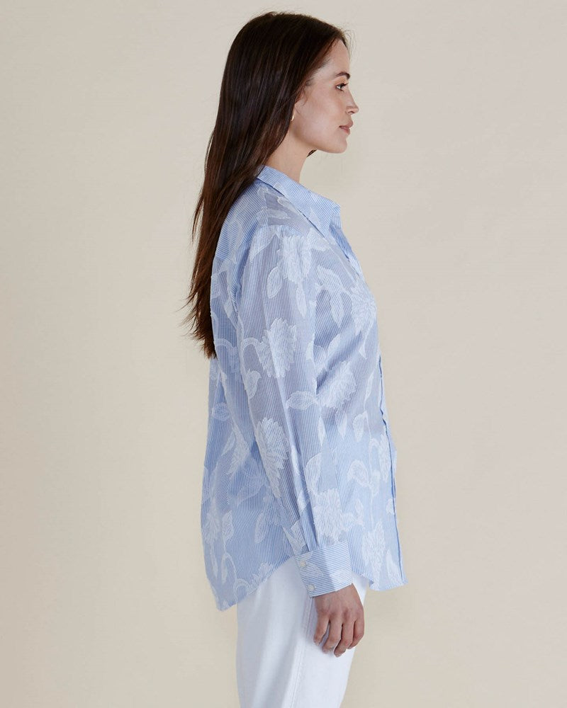 Betty Basics Lace Stripe Shirt (Lace Floral)