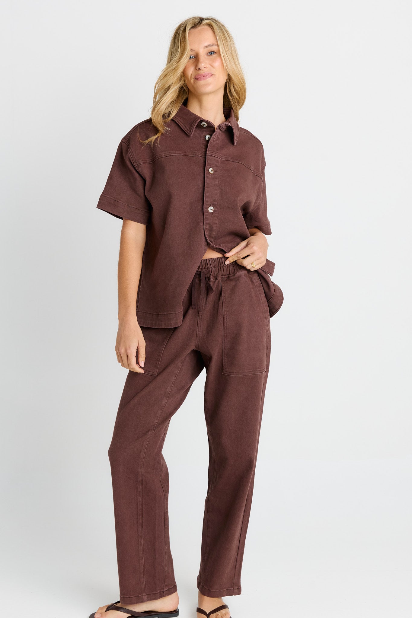 Betty Basics Quinn Cotton Jogger (Chocolate)