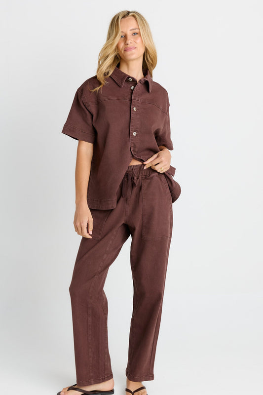 Betty Basics Quinn Cotton Jogger (Chocolate)