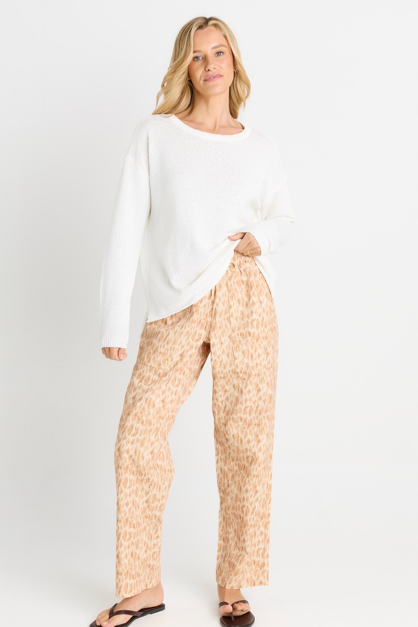 Betty Basics Quinn Cotton Jogger (Ocelot Print)