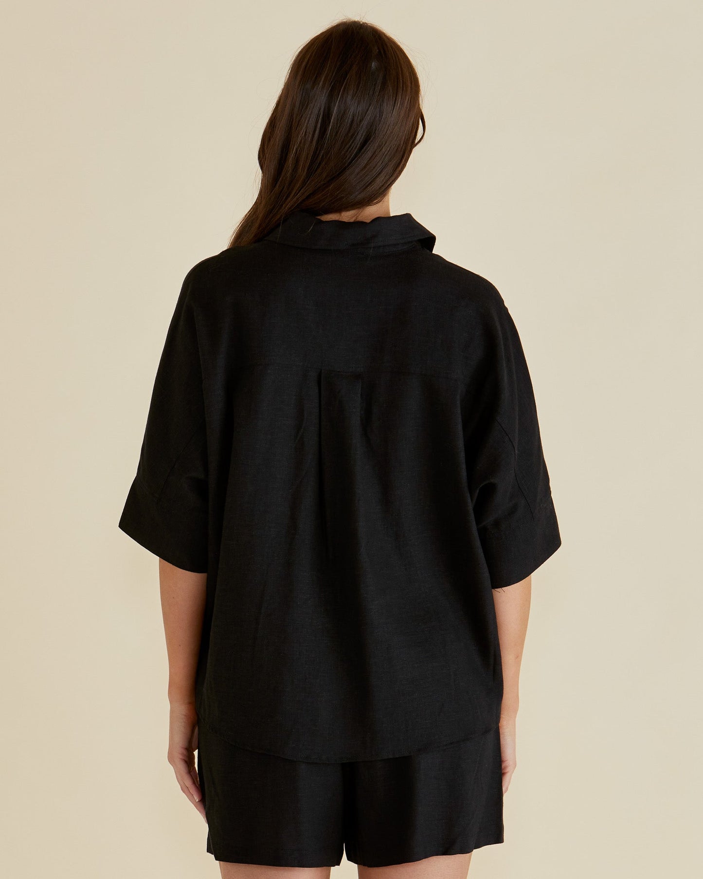 Betty Basics Lynwood Linen Shirt (Black)