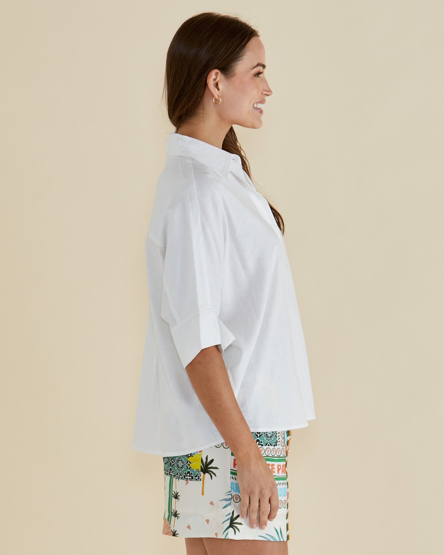 Betty Basics Lynwood Linen Shirt (White)