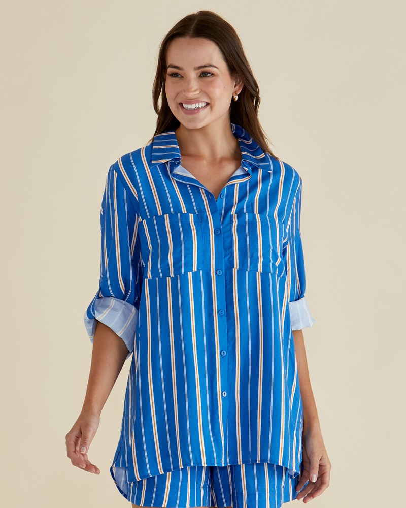 Image of Shirts. Productname: Betty Basics Mills Shirt Blue Stripe in Blue Stripe colour by brand - Betty Basics