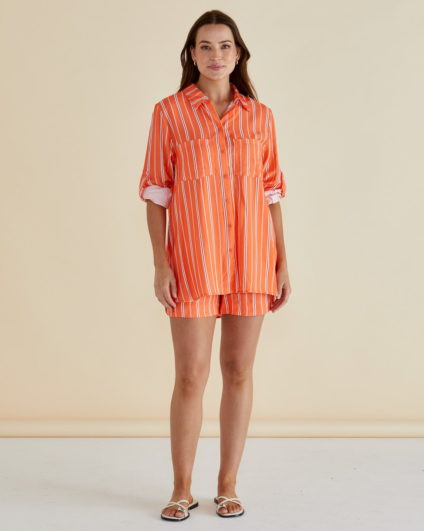 Betty Basics Mills Shirt (Peach Stripe)