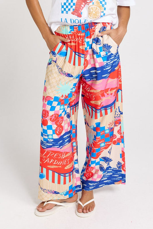 Betty Basics Sable Wide Leg Pant (Mediterranean Print)