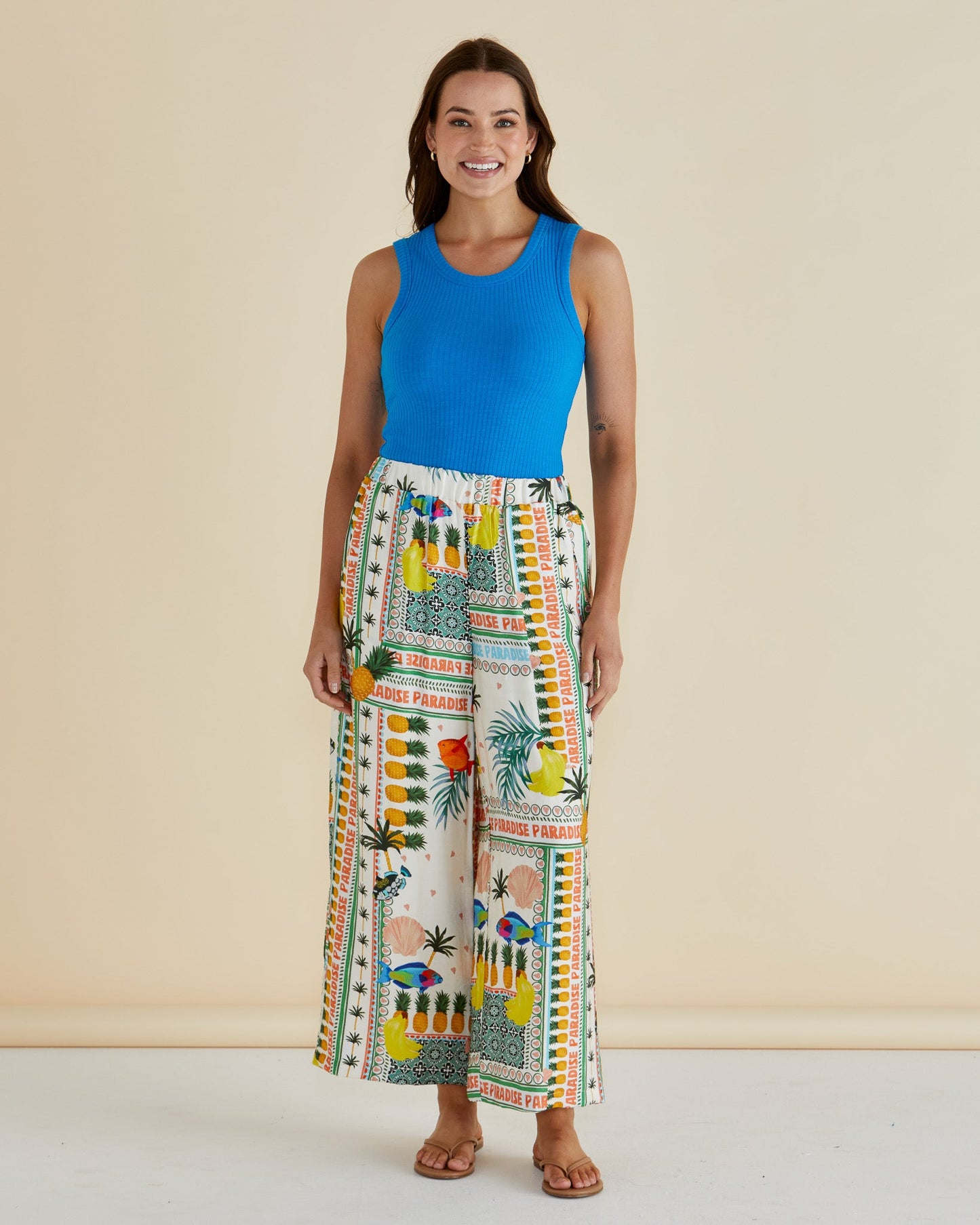 Betty Basics Sable Wide Leg Pant (Paradise Print)