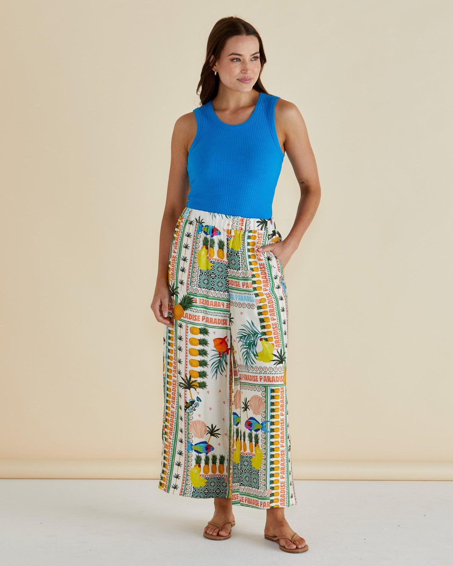 Betty Basics Sable Wide Leg Pant (Paradise Print)