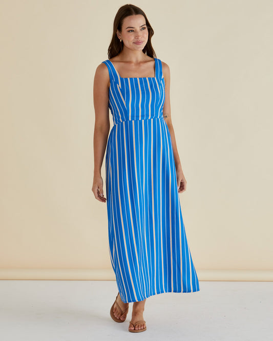 Betty Basics Tegan Midi Dress (Blue Stripe)