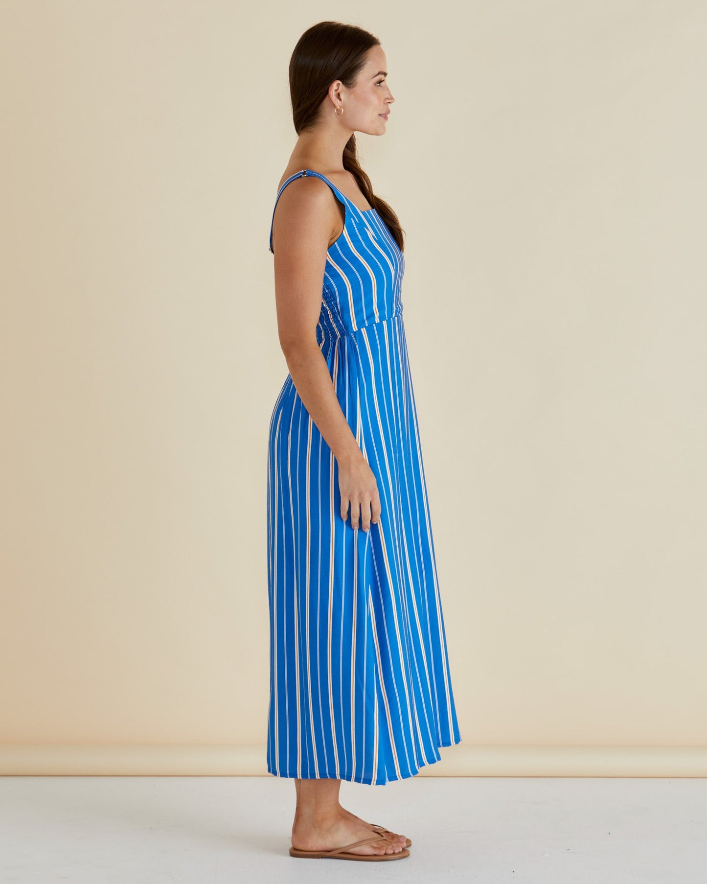 Betty Basics Tegan Midi Dress (Blue Stripe)