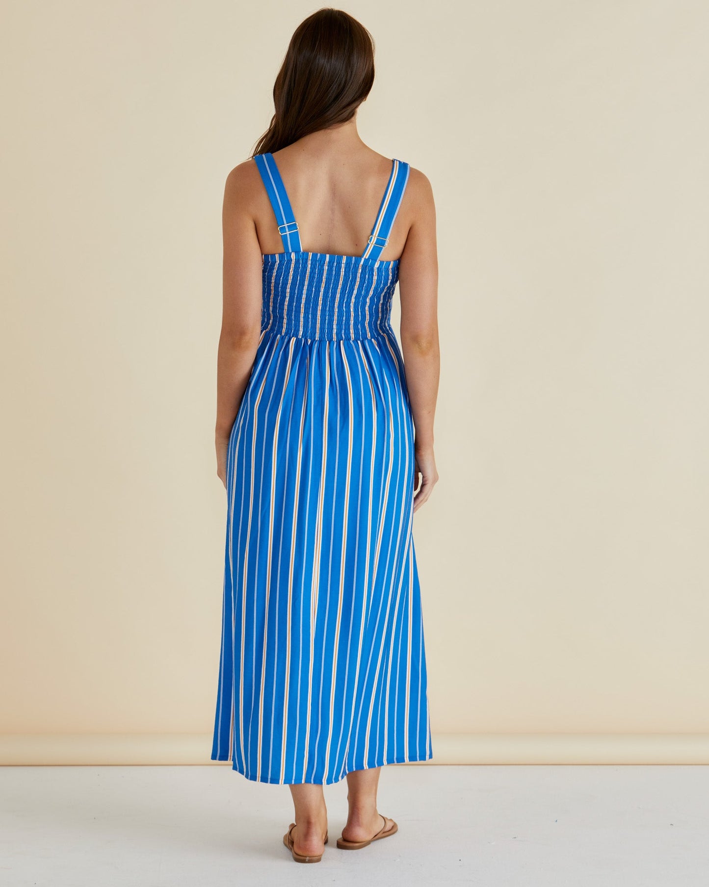 Betty Basics Tegan Midi Dress (Blue Stripe)