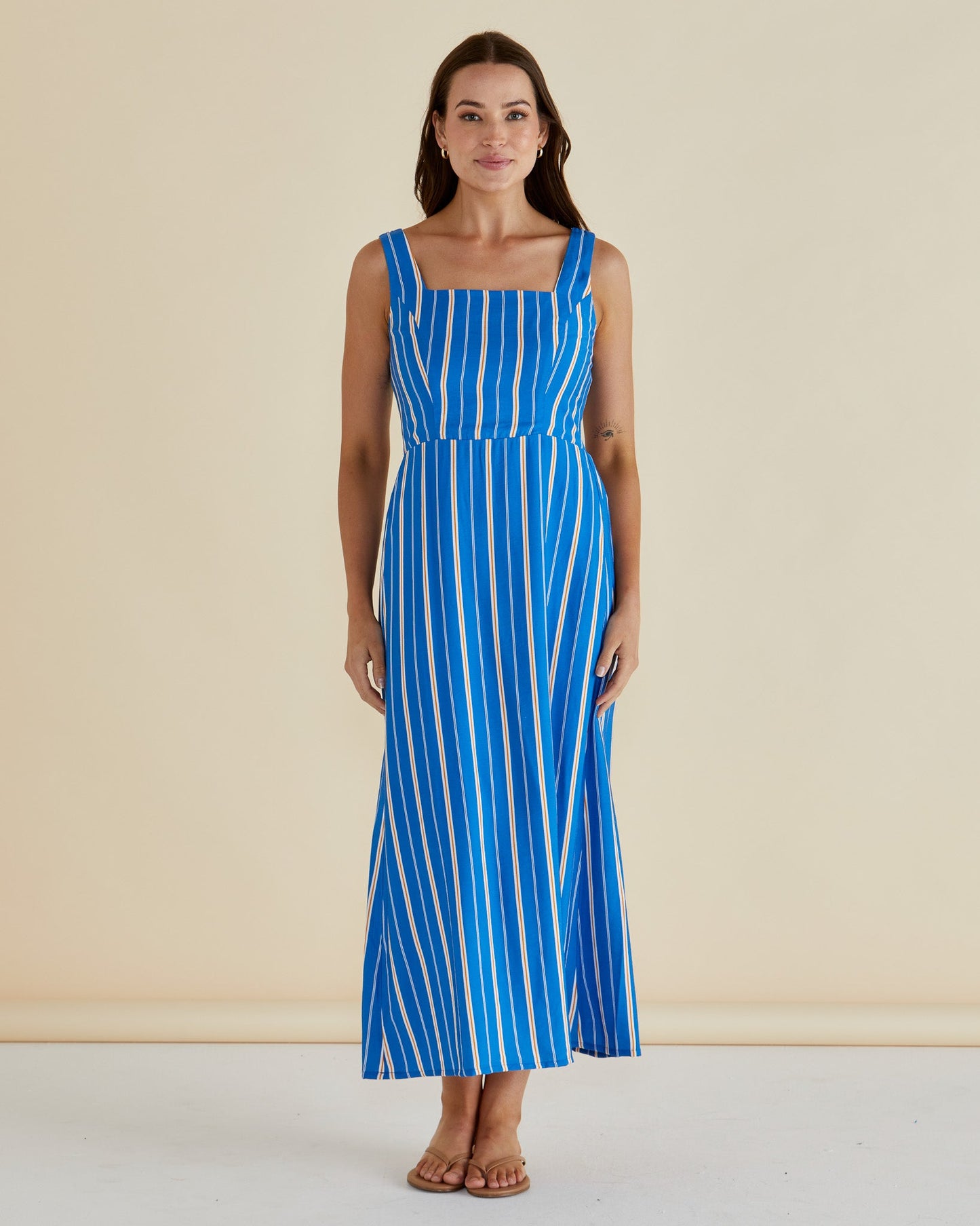 Betty Basics Tegan Midi Dress (Blue Stripe)