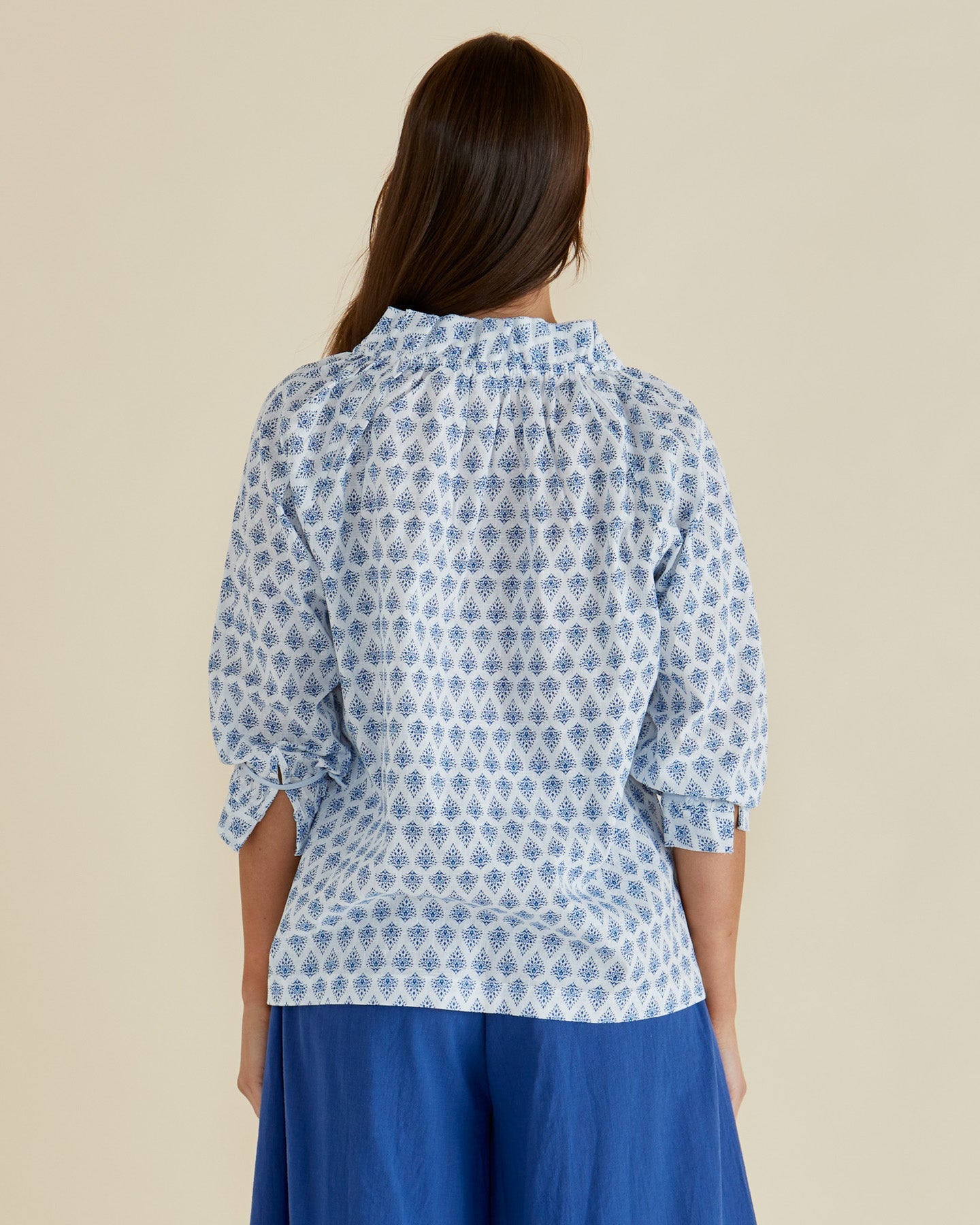 Betty Basics Charli Blouse (Blue Lotus Print)