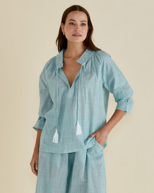Image of Blouses. Productname: Betty Basics Charli Blouse Green Stripe in Green Stripe colour by brand - Betty Basics