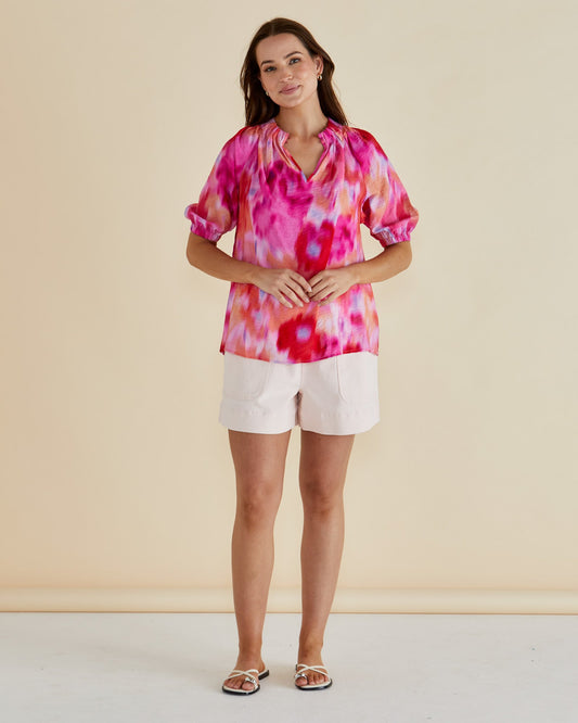 Betty Basics Joanne Blouse (Floral Abstract Print)