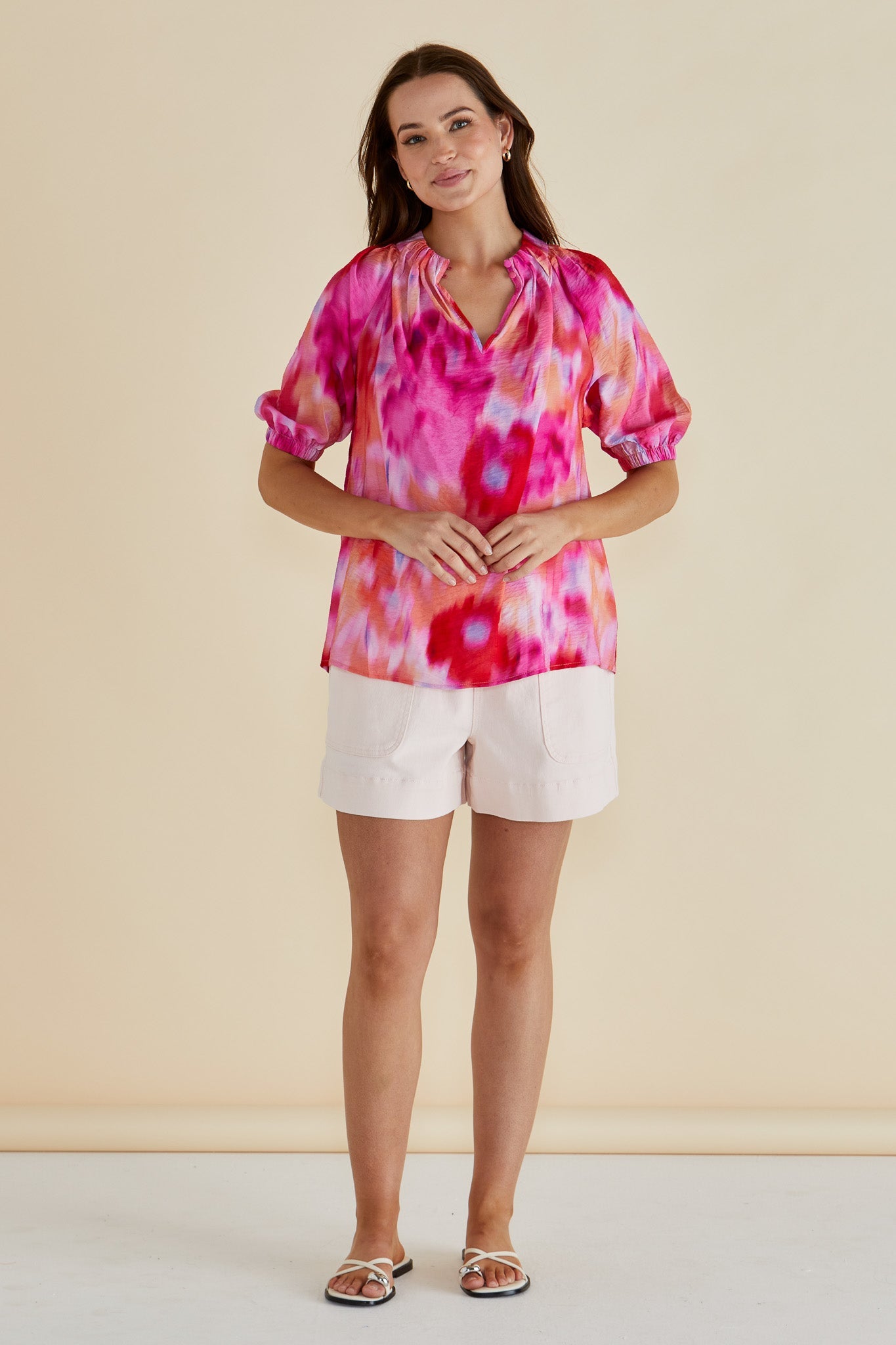 Betty Basics Joanne Blouse (Floral Abstract Print)
