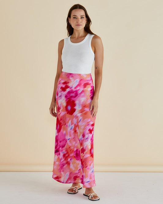 Betty Basics Mindy Skirt (Floral Abstract Print)