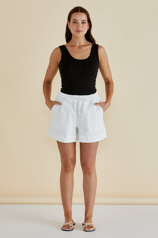 Betty Basics Relax Denim Shorts (White)