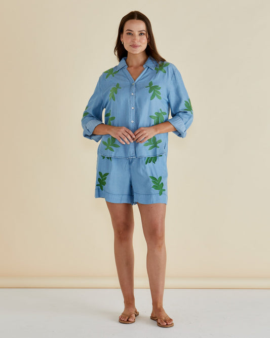 Betty Basics Daria Lyocell Shirt (Leaf Mid Wash)