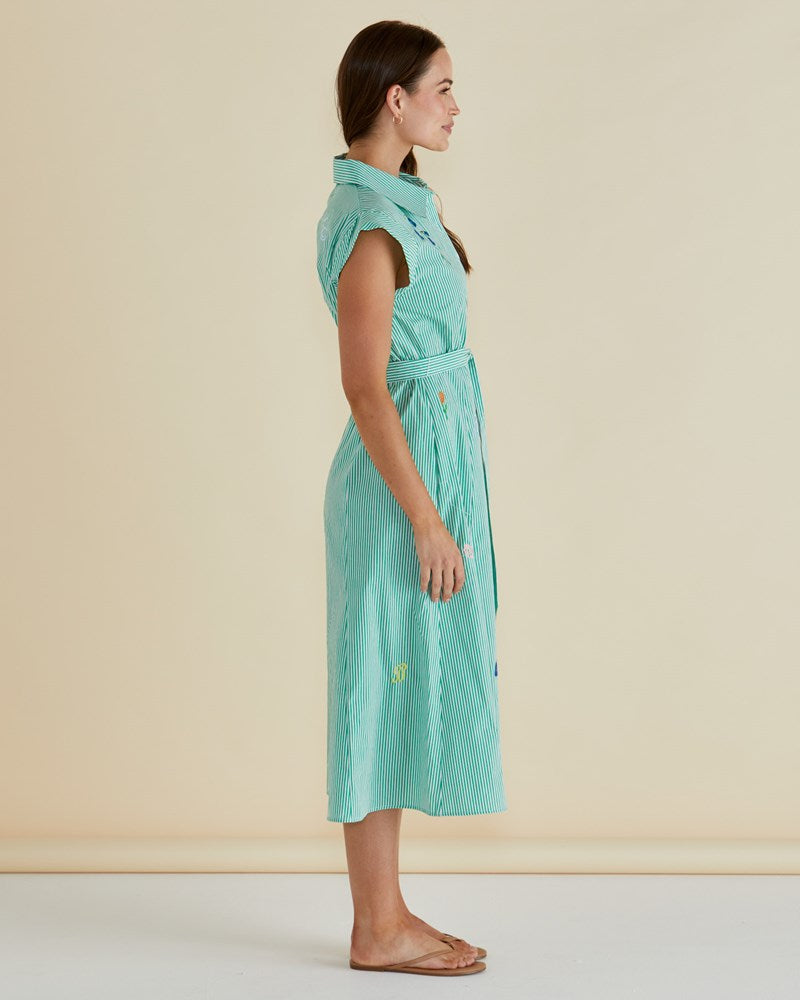 Betty Basics Gloria Floral Dress (Floral Green Stripe)