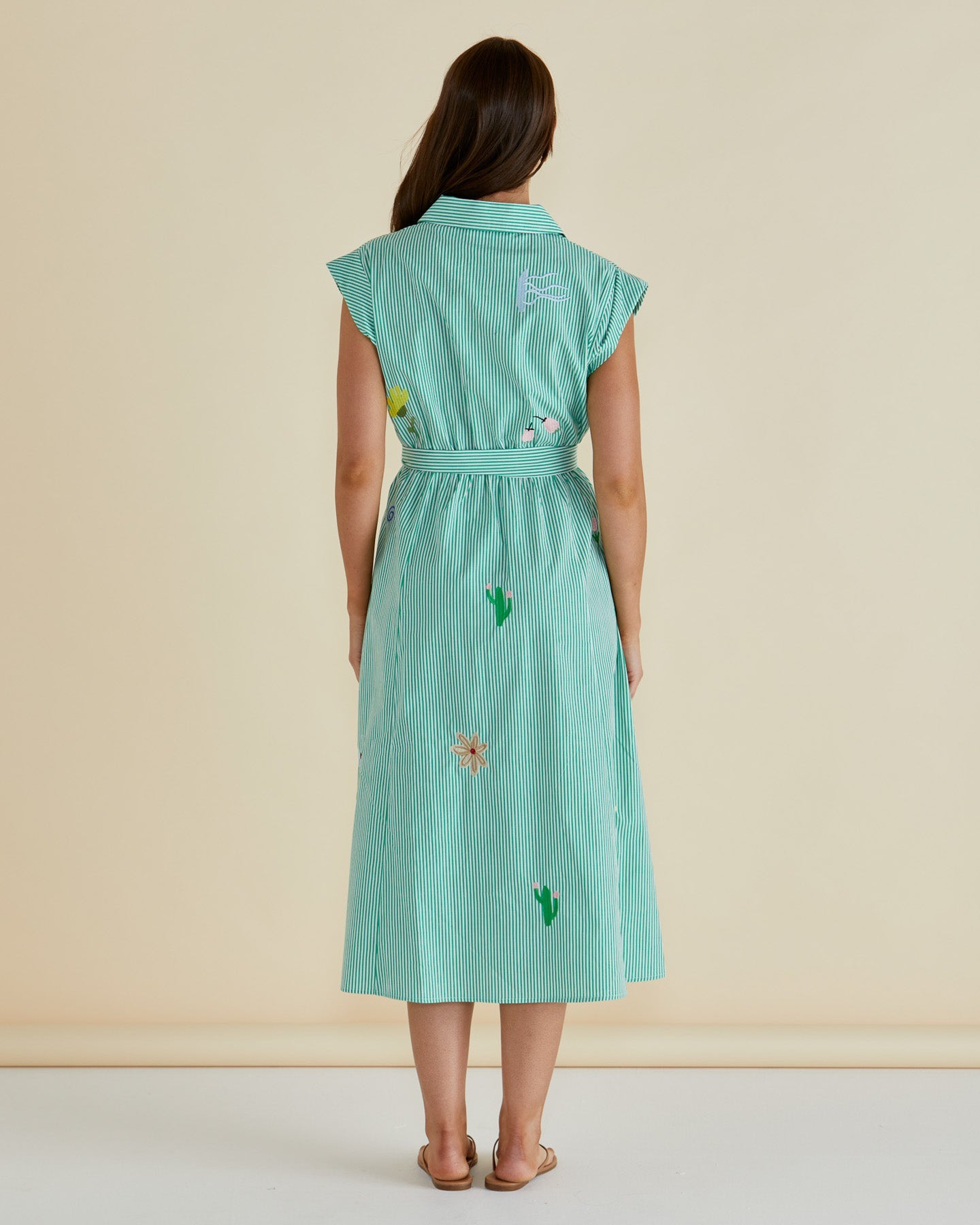 Betty Basics Gloria Floral Dress (Floral Green Stripe)