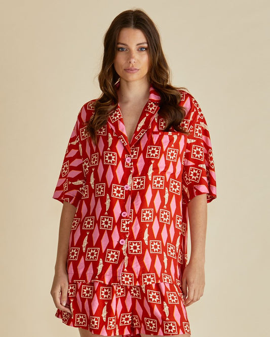 Image of Shirts. Productname: Betty Basics Copacabana Shirt Sardinia Geo Print in Sardinia Geo Print colour by brand - Betty Basics