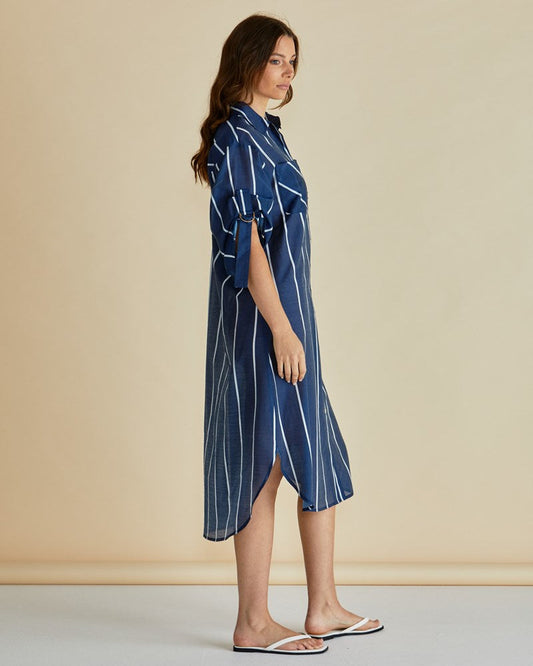 Betty Basics Hayman Shirt Dress (Navy/White Stripe)