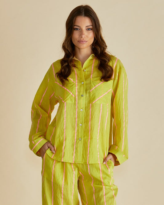 Image of Shirts. Productname: Betty Basics Hayman Shirt Yellow/Pink Stripe in Yellow/Pink Stripe colour by brand - Betty Basics